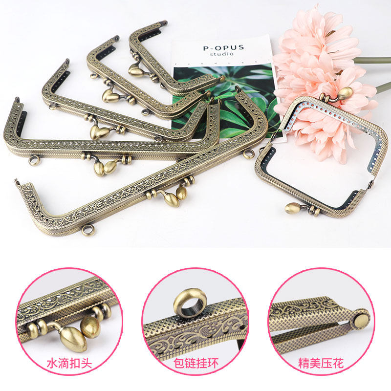 バッグアクセサリー、留め具素材、正方形のDIYコインケース、留め具8.5cm、かぎ針編み20cm、アクセサリー。