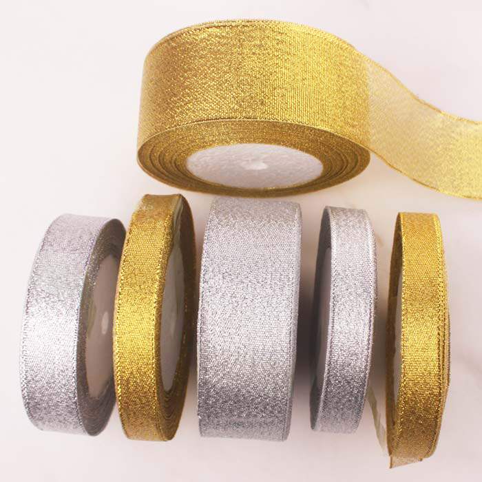 Gift ribbon Bow gift box Silver gold ribbon cloth Glitter belt Christmas ribbon Color packaging ribbon Wide cable tie