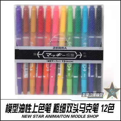 Assembly model painting oil-based color pen thickness double head Mick pen 0 3-1 2MM set of 12 colors