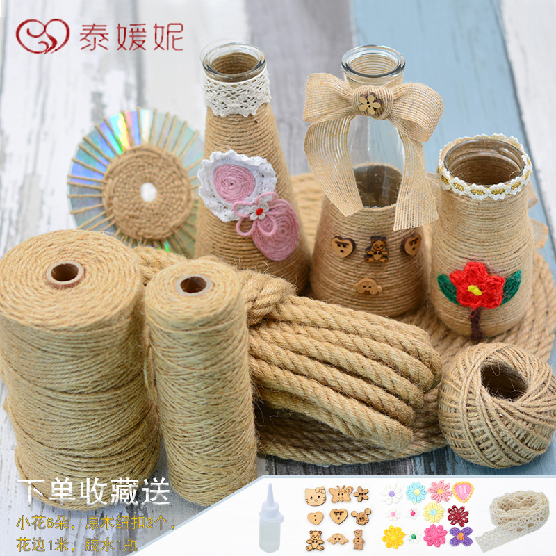 Hemp Rope Diy Material Thickness Hand Woven Rope Retro Wind Grid Photo Wall Decoration With Hemp Thread Binding Rope