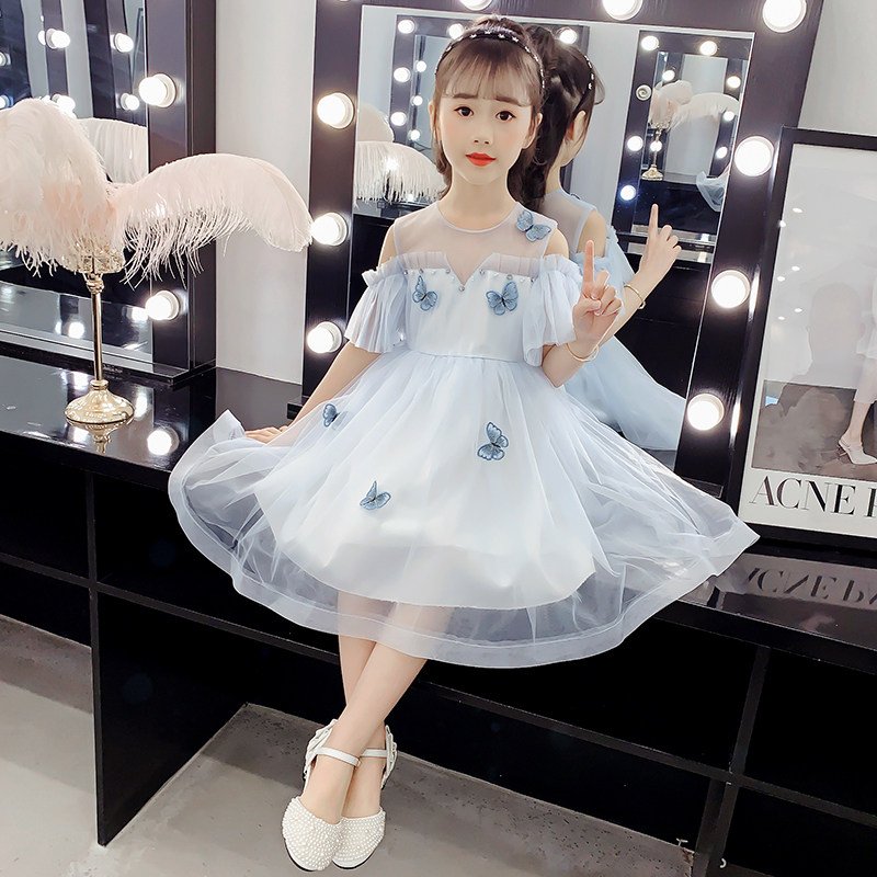 Girl Foreign Dress 2022 Summer New Foreign Pie CUHK Boy Short Sleeve Yarn Dress Children Princess Dress Trendy Long Dresses