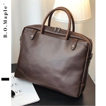 BOMaple 2022 New Fashion Handbag Mens Retro Crazy Mapleather Briefcase File Single Shoulder Bag Inclined Satchel Bag