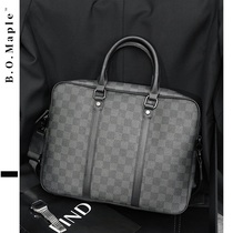 BOMaple Old Flower Plaid Thread Men Handbag New Tide Business Single Shoulder Bag Crosswalk Briefcase Computer Bag
