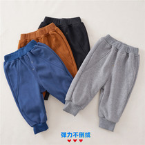New winter boys and girls warm velvet sweatpants tide-type casual pants loose trousers