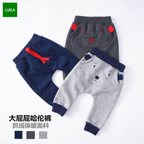 Spring and Autumn Boy Girl Baby Warm Fitty Pickle Embroidery Puppy Past Fatty pants Harlen pants