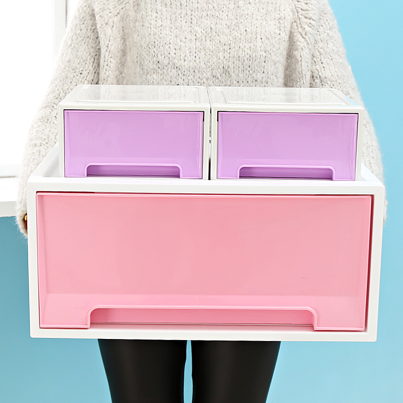 Large number containing box plastic thickened drawer-type containing box wardrobe clothes containing cabinet children's toy finishing box