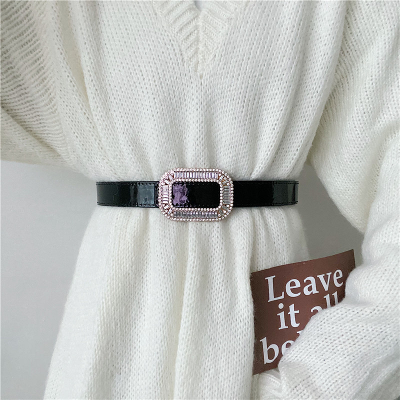 European and American Rhinestone Belt Female Black Decoration Casual Fashion Versatile Matching Suit Sweater Skirt Wool Coat Girdle