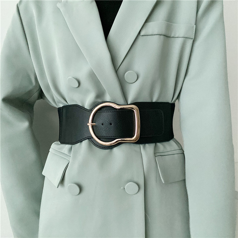Retro suit elastic elastic belt female European and American all-match waist with coat sweater windbreaker decoration wide girdle trendy