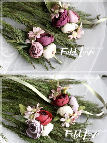 哲糖欧式婚礼胸花新郎新娘胸花结婚庆用品伴郎伴娘胸花姐妹手腕花