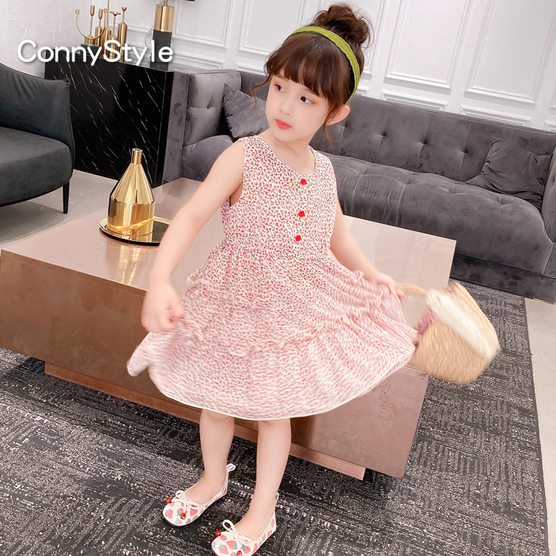 nghiền nát váy hoa mùa hè đầm đầm 2020 trẻ em mới của Girls trong vest váy âm váy đầm voan trẻ em dành cho trẻ em lớn của.