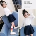 Áo sơ mi nữ đại dương 2018 Mới cho trẻ em mặc mùa thu Hàn Quốc cho trẻ em Áo trắng Big Boy Cotton dài tay đồ bộ bé trai Áo sơ mi