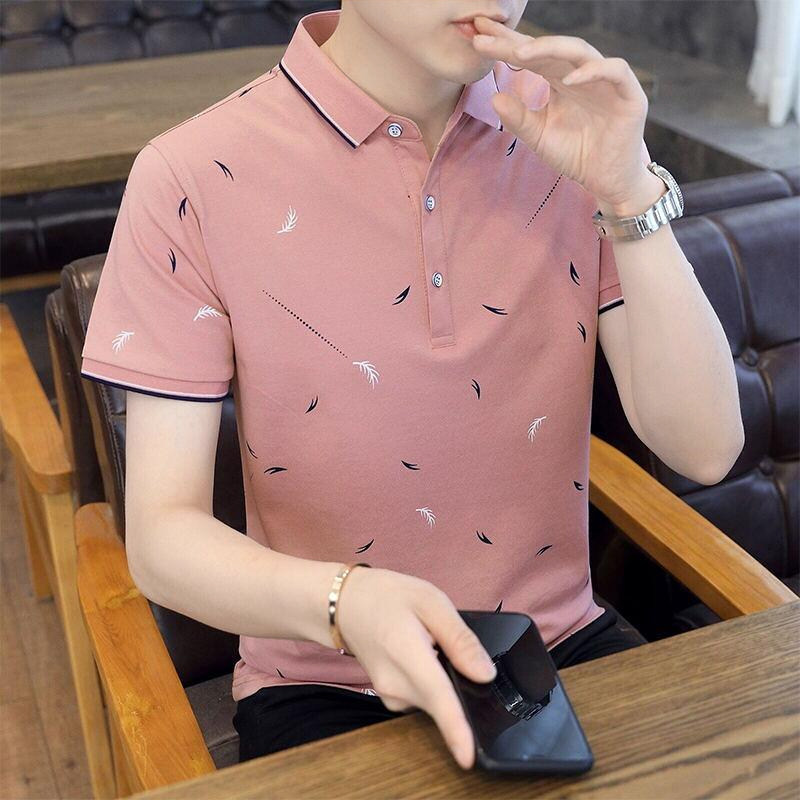 polo shirt man short sleeve T-shirt summer new high end turtlenecks casual men fitted with collar-Laurenmarball T-shirt trendy thin T