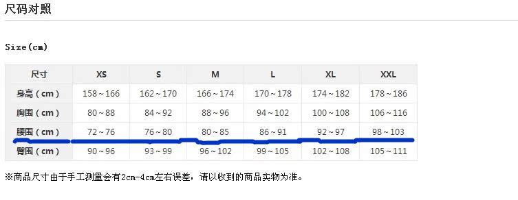 Muji Size Chart