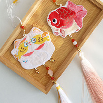 Cute lucky mascot carp lucky cat embroidery sachet sachet bag hanging bag pendant hanfu accessories gift