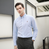 Paul 2021 New Spring Autumn mens long sleeve shirt youth casual Oxford spinning shirt cotton mens inch