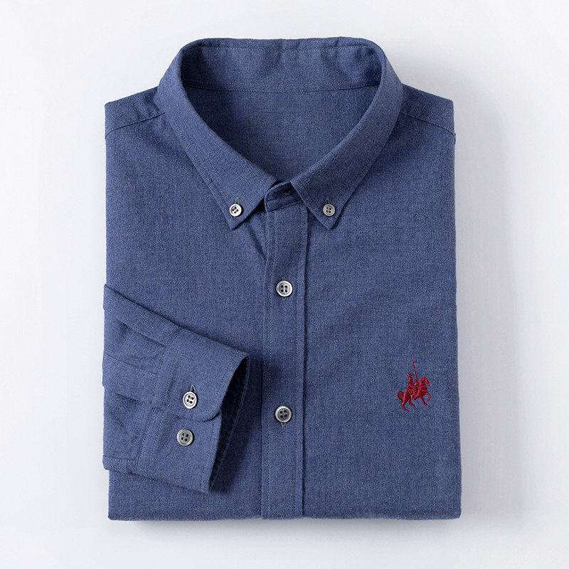 Olaf Laurenma ball 2022 new male long sleeve spring pure cotton casual shirt pure color full cotton inch shirt grid line shirt