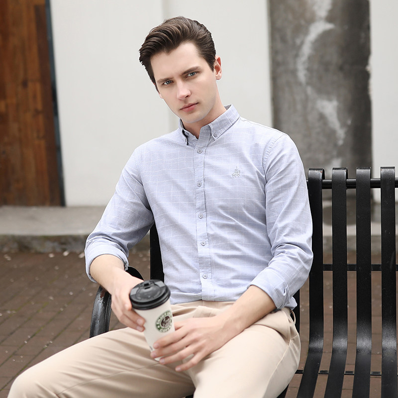 Olaf Laurenma ball men's long sleeve shirt spring 2022 new pure cotton color spinning plaid shirt youth spring dress jacket