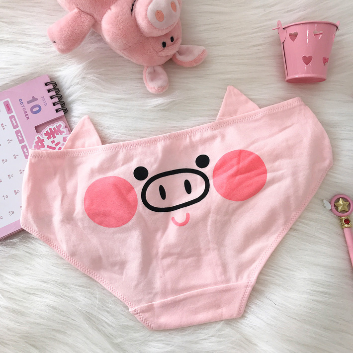 Nhật Bản mềm mại em gái dễ thương màu hồng trái tim phim hoạt hình bột lợn lợn đồ lót sinh viên phim hoạt hình cotton thấp eo quan lot nam