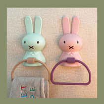 ins cute rabbit toilet bathroom towel rack creative childrens face towel adhesive hook hanging ring free hole