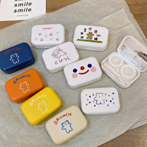 Simple ins personality cartoon small cute bear contact lens case girl portable companion double pupil box