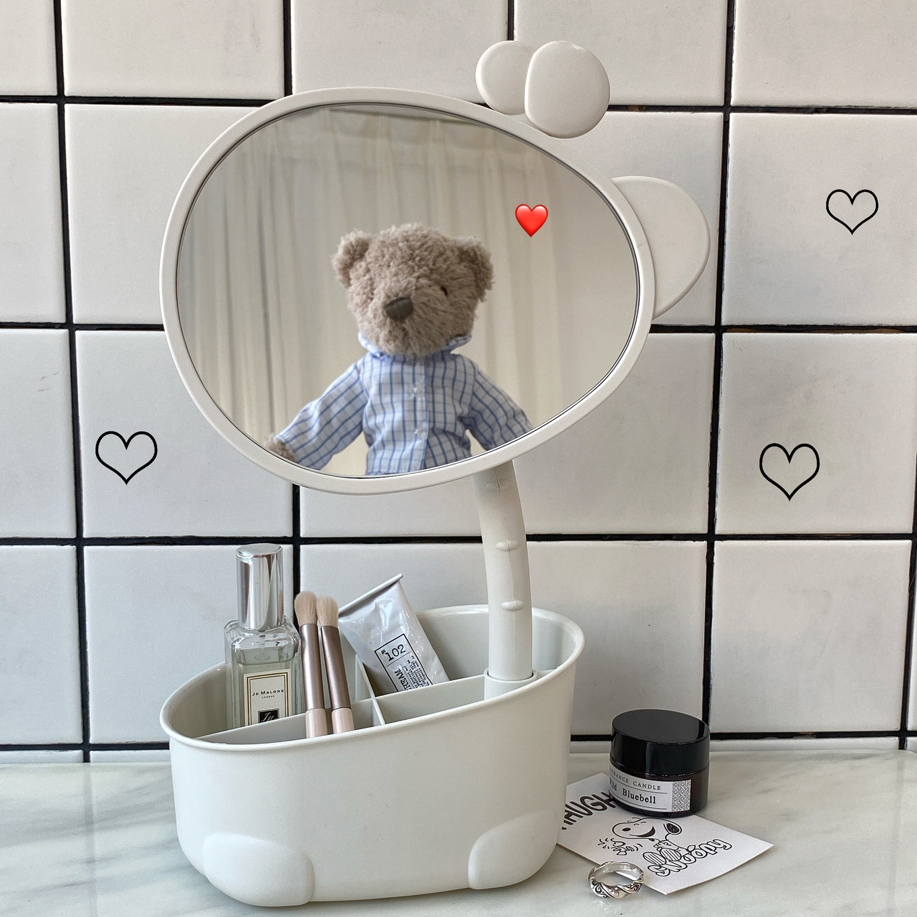 ins wind girl's heart cute desktop desktop makeup mirror dorm room net red mirror princess swivel containing makeup mirror