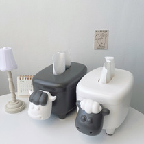 Wheat * ins Simple cute lamb calf desktop tissue box multifunctional creative drawing box mobile phone holder