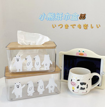 Korea ins transparent polar bear tissue box cute home living room room decoration desktop drawing Box storage box
