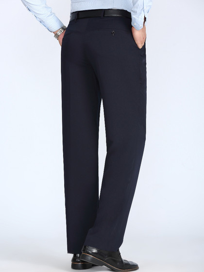 恒源祥集团彩羊桑蚕丝免烫双褶西裤加肥加大码中老年高腰深裆男裤