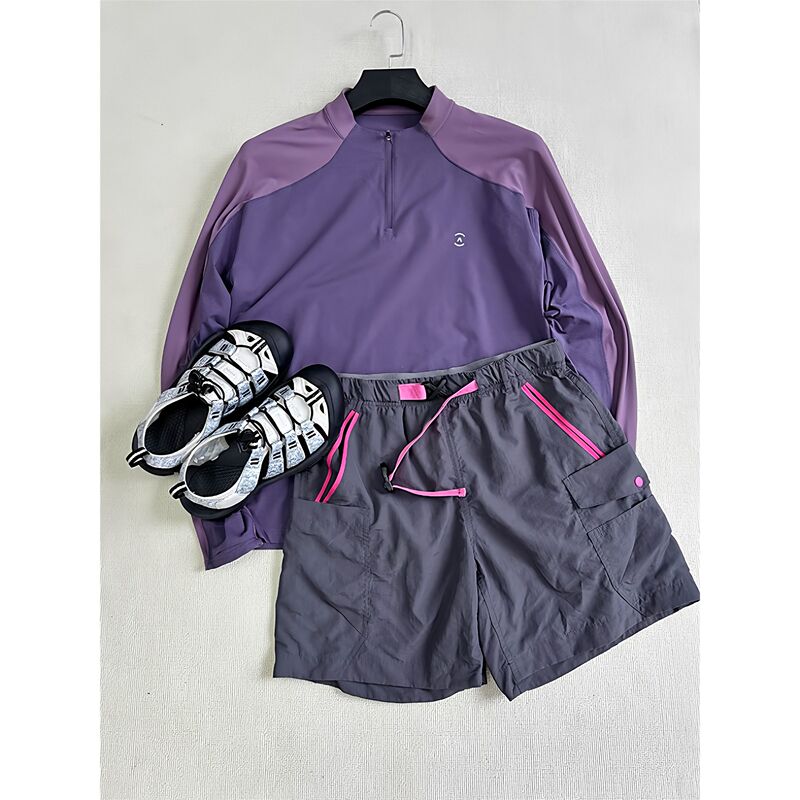 Purple Half-Zip Quick-Drying T-Shirt for Women, Summer Thin Style, Outdoor Mountaineering, Cycling, Badminton Wear, Long-Sleeved Top