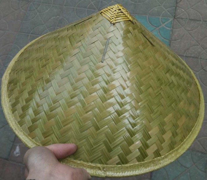 Bucket Hat Hat Bamboo Weave Rain Protection Sun Hat Dance Props Pineapple Shading Green Leather Hat Stage Supplies Lamp Shade Decoration
