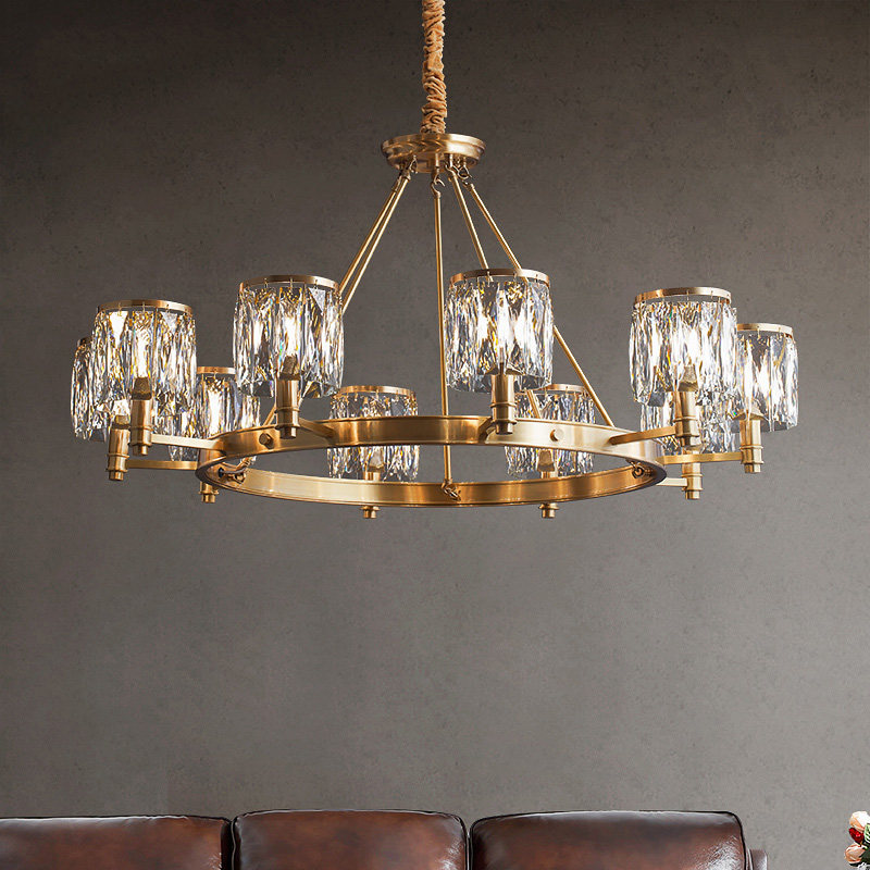 Light luxury chandelier all copper living room lamp crystal lighting dining room bedroom simple postmodern new 2021 net red lamps