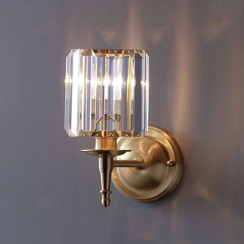 American crystal bedroom wall lamp Nordic minimalist room bedside lamp modern living room background wall full copper wall lamp