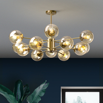 Nordic chandelier post-modern minimalist living room lamp creative molecule magic beans bedroom lamp H65 brass lamps