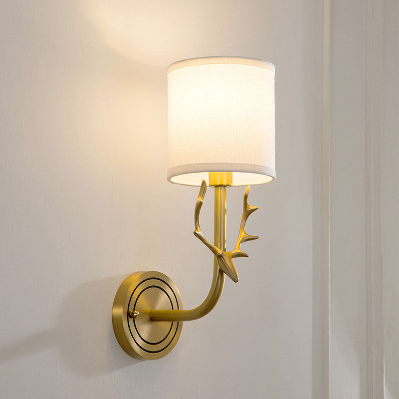 All copper American antler wall lamp bedroom bedside lamp living room wall lamp staircase aisle 2020 new all copper wall lamp