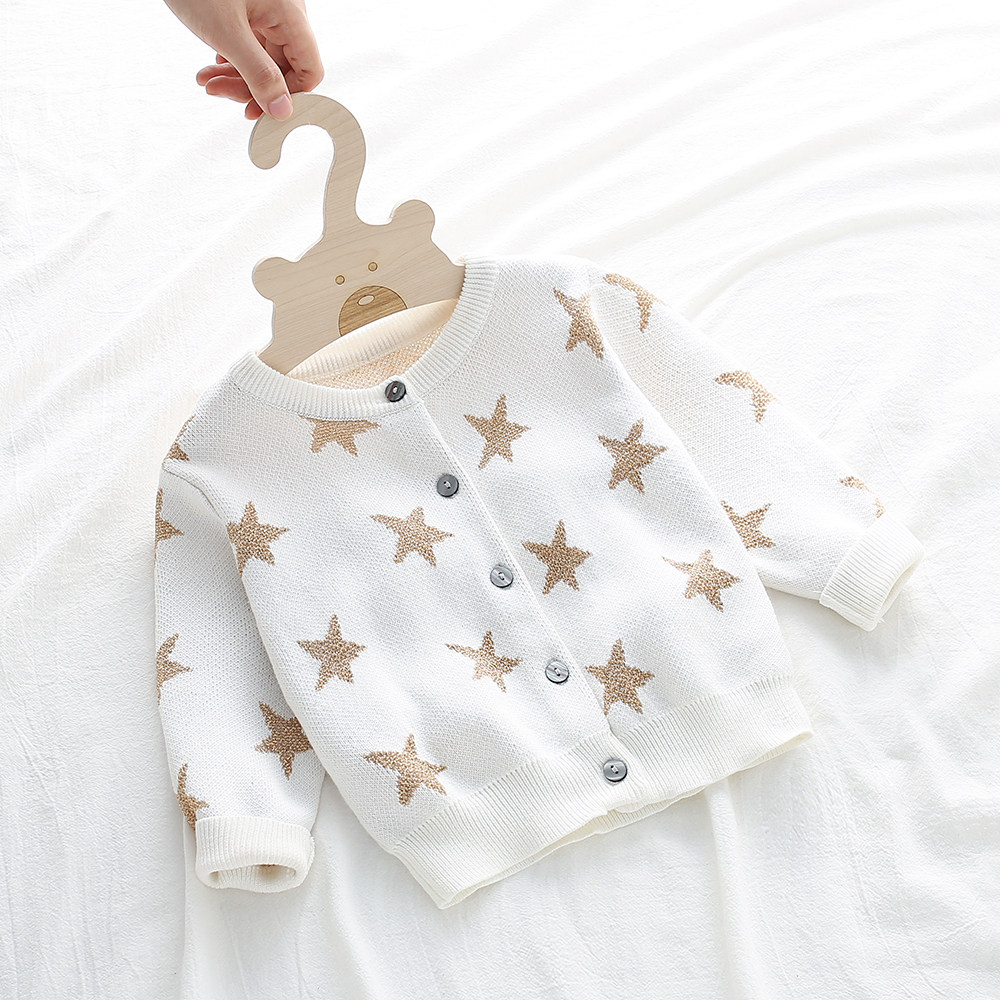 2023 Spring and Autumn girls gas sweater 6 months newborn sweater jacket 1 - 3 years old baby knitting cotton