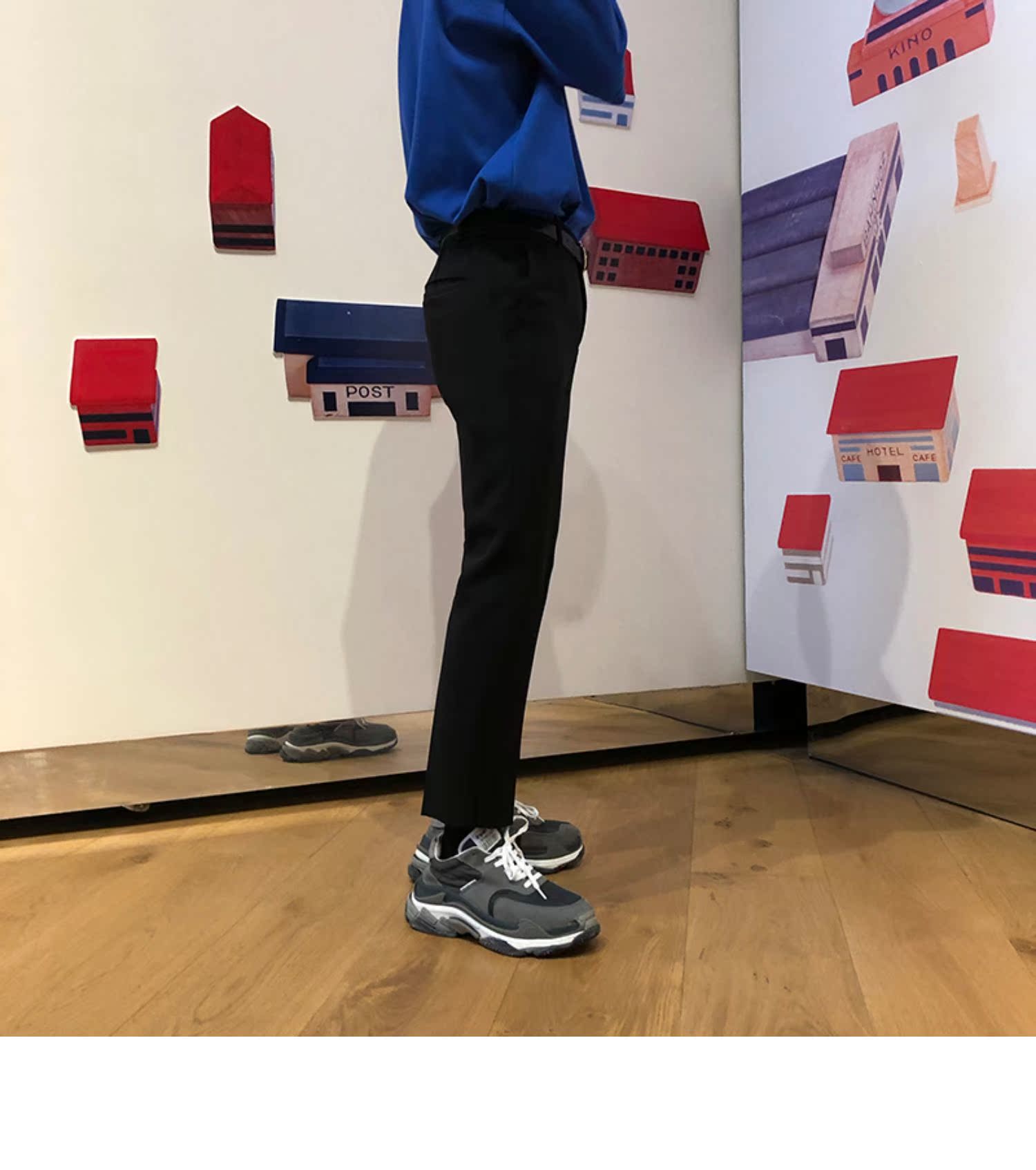 CL19 ins quần siêu cháy quần âu nam chín quần thẳng Hàn Quốc lưới đỏ thon chín quần nam - 3/4 Jeans quần short thun nam