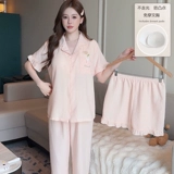 Топ с чашечками, летняя пижама, штаны, комплект, короткий рукав, 3 предмета