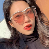 Korean version of super cool sunglasses female ins tide Net Red personality conjoined big frame sun glasses UV protection big face windproof mirror