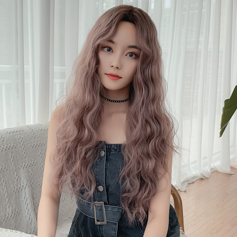 Net Red Split Wool Roll Wig Woman Full Head Sleeve Nature Medium Long Hair Large Wavy Long Curly Hair Chemotherapy Corn Hot