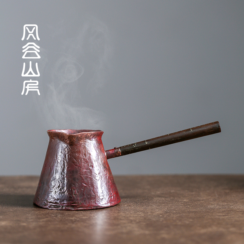 Wind Valley Mountain Room Handmade side treat the fair cup pure copper heat insulation long handle male cup tea sea home retro sub-tea set tea set