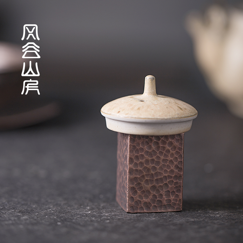 Wind Valley Mountain House Day Style Handmade Hammer Maim Red Copper Solid Lid With Purple Cassera Pot Lid Rack Tea Duet Accessories