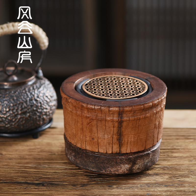 Wind Valley Mountain House Chinese Style Retro Warm Tea Oven Ceramic Solid Wood Candle Wine Fine Lamp Warm Tea Ware Teapot Heating Tea tea set