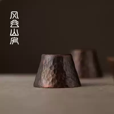 Wind Valley Mountain House Japanese hand-made tapered hammer mesh red copper cover tea cup tea pot cover holder cover holder tea ceremony accessories