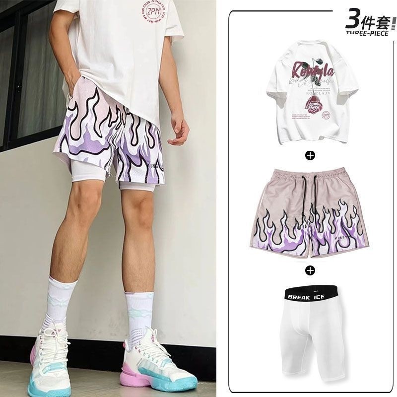 Летние американские шорты, баскетбольные спортивные штаны, костюм для учащихся младших классов средней школы, мужская облегающая четырехточечная тренировочная форма длиной до колена для мальчиков