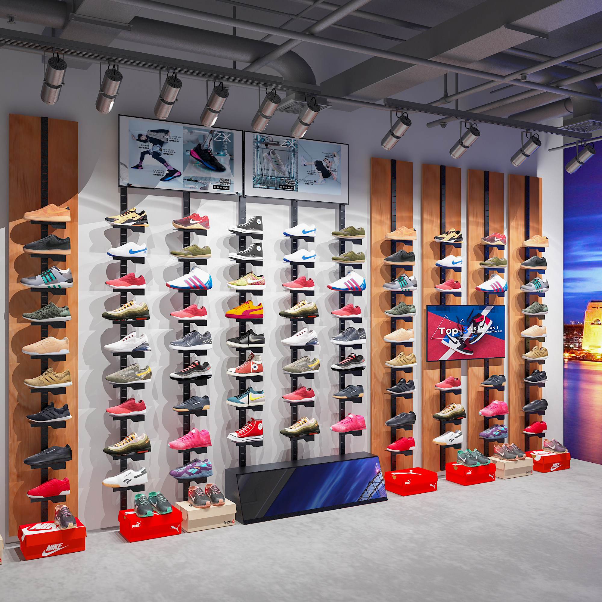 Shoe Store Shoe Rack Display Rack Shop Commercial Shoe Show Rack Shoe Shelf Into a Column Shelf Specialty Store Brand Store Shelf