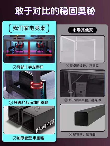 电脑桌台式双人书桌家用卧室学习桌长方形办公桌工作台简易电竞桌