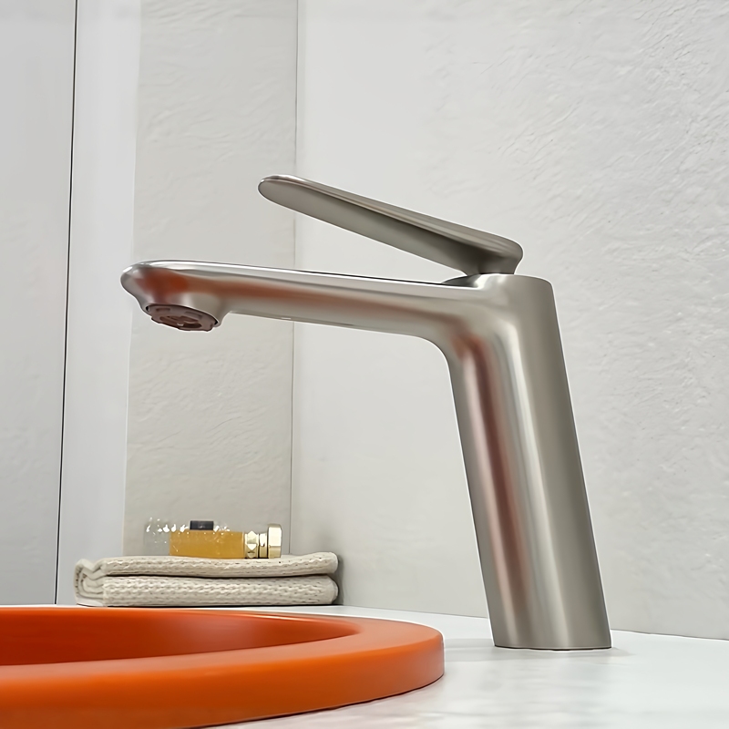 All-Copper Brushed Nickel Faucet for Home Washbasin, Bathroom Cabinet, Hotel, Hot and Cold Brushed Rose Gold Faucet
