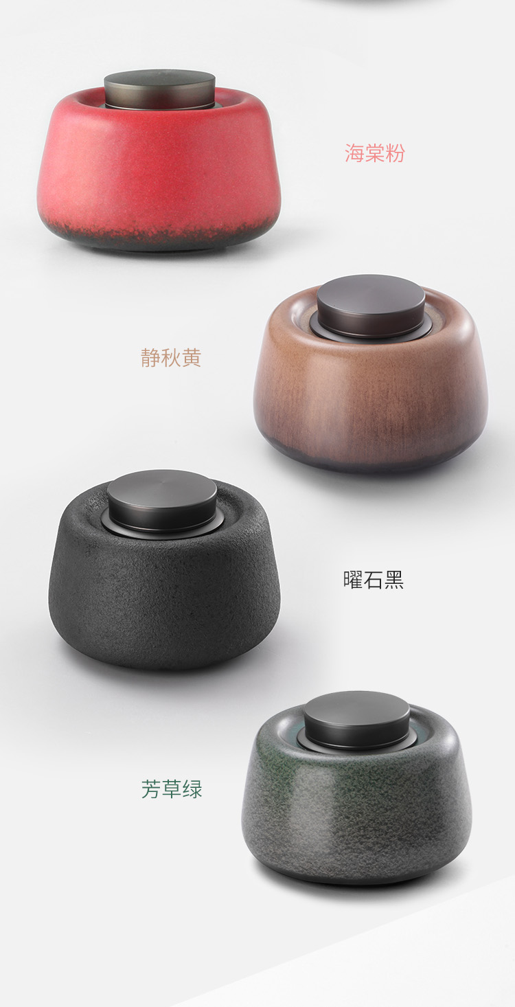 The Wu family fang ceramic tea pot metal belt cover sealed as cans, household tea box storage POTS, POTS