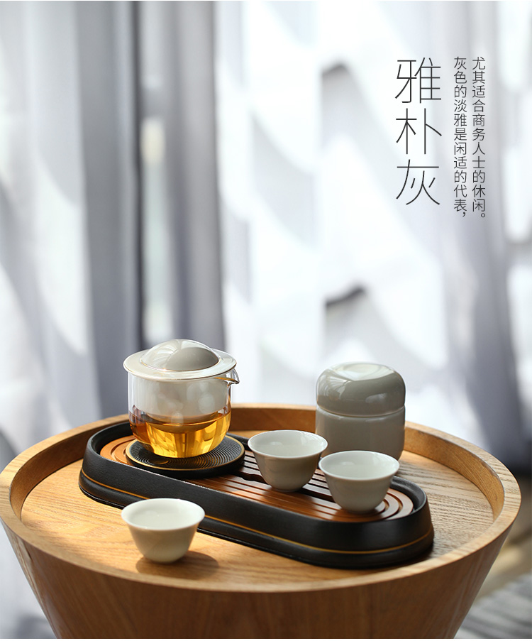 The Wu family travel lane crack cup creative small suit portable ceramic kung fu tea glass teapot