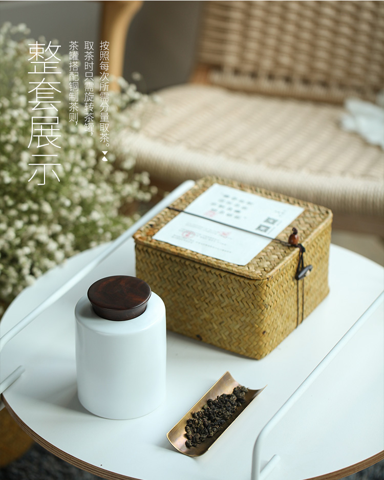 White porcelain ceramic seal caddy fixings receives fresh tea boxes portable travel wooden cover small jar tea boxes